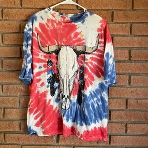 No Boundaries Red and Blue Tie-Dye T-Shirt